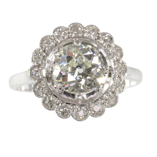 Bague 54 Bague Art déco en platine avec 17 diamants (env. 1,67 ct) 58 Facettes 19157-0036