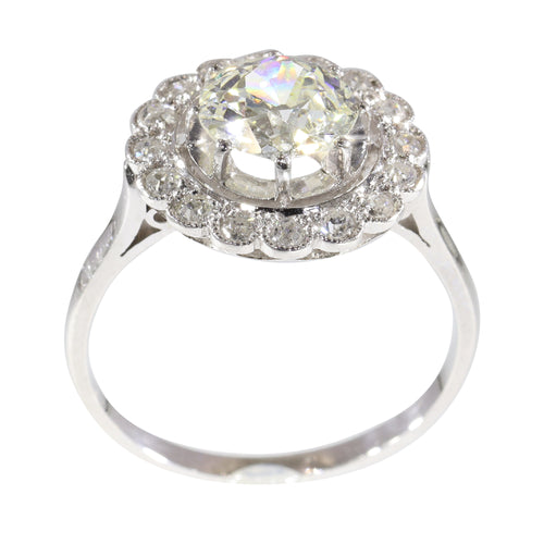 Bague 54 Bague Art déco en platine avec 17 diamants (env. 1,67 ct) 58 Facettes 19157-0036