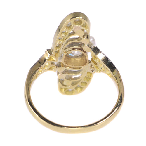 Bague 60 Bague Art nouveau en or 18K bicolore, diamants et perles 58 Facettes 21042-0185