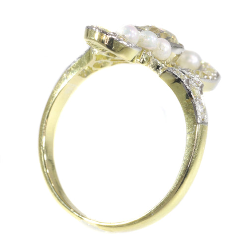 Bague 60 Bague Art nouveau en or 18K bicolore, diamants et perles 58 Facettes 21042-0185