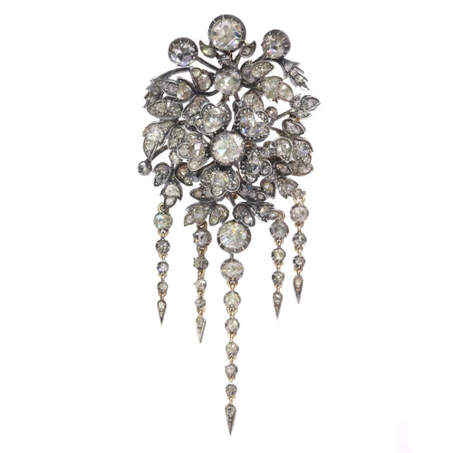 Broche Broche trembleuse florale - Diamants, vers 1860 58 Facettes 21028-0240