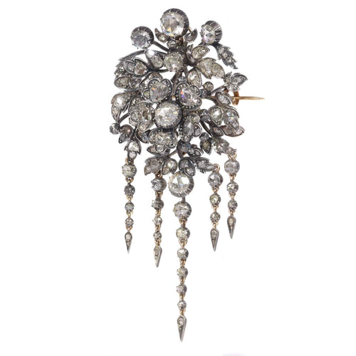 Broche Broche trembleuse florale - Diamants, vers 1860 58 Facettes 21028-0240