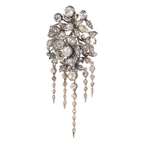 Broche Broche trembleuse florale - Diamants, vers 1860 58 Facettes 21028-0240