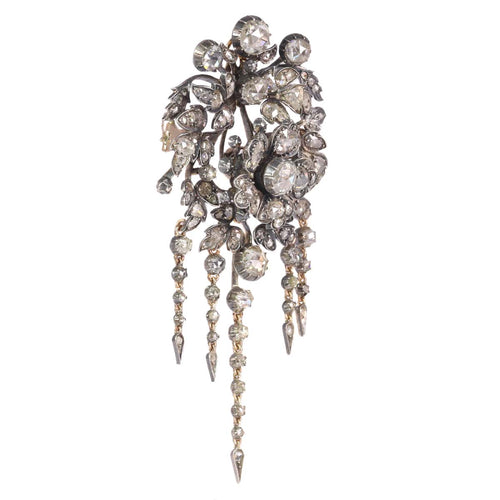 Broche Broche trembleuse florale - Diamants, vers 1860 58 Facettes 21028-0240