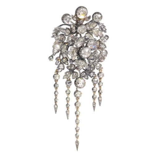 Broche Broche trembleuse florale - Diamants, vers 1860 58 Facettes 21028-0240
