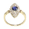 Bague 59 Bague de fiançailles victorienne 1840 en or jaune 18K, saphir et diamants 58 Facettes 21097-0172