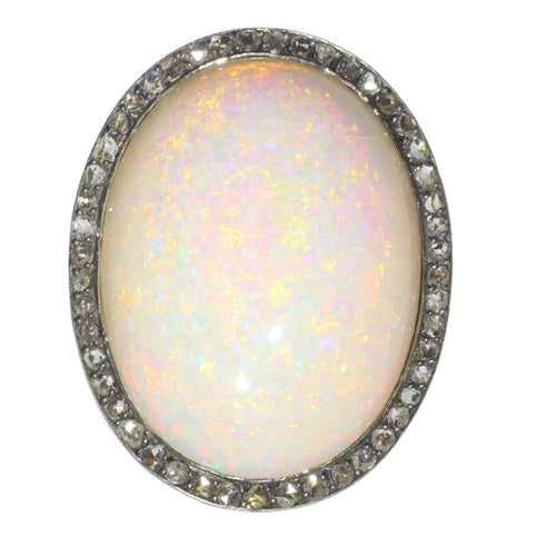 Bague 58 Bague victorienne en or jaune 18k, argent, opale et diamants 58 Facettes 21224-0615