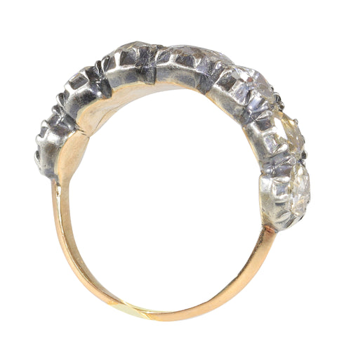 Bague 52 Bague ancienne géorgienne en or rouge 18k, argent et diamants 58 Facettes 21272-0590
