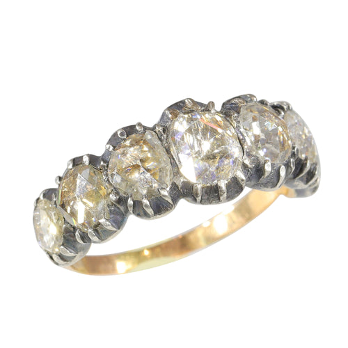 Bague 52 Bague ancienne géorgienne en or rouge 18k, argent et diamants 58 Facettes 21272-0590