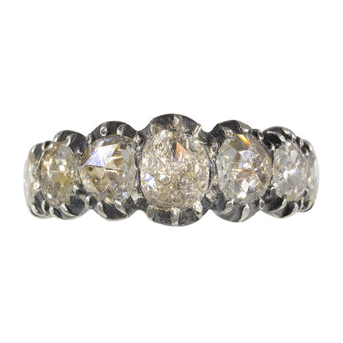 Bague 52 Bague ancienne géorgienne en or rouge 18k, argent et diamants 58 Facettes 21272-0590