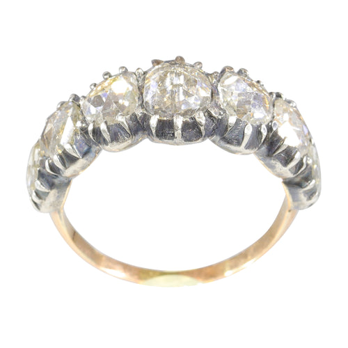 Bague 52 Bague ancienne géorgienne en or rouge 18k, argent et diamants 58 Facettes 21272-0590