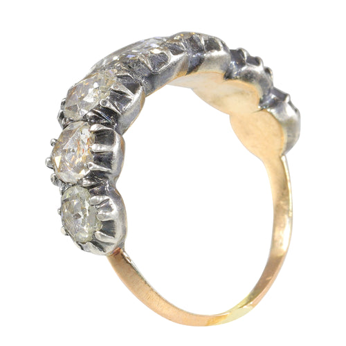 Bague 52 Bague ancienne géorgienne en or rouge 18k, argent et diamants 58 Facettes 21272-0590