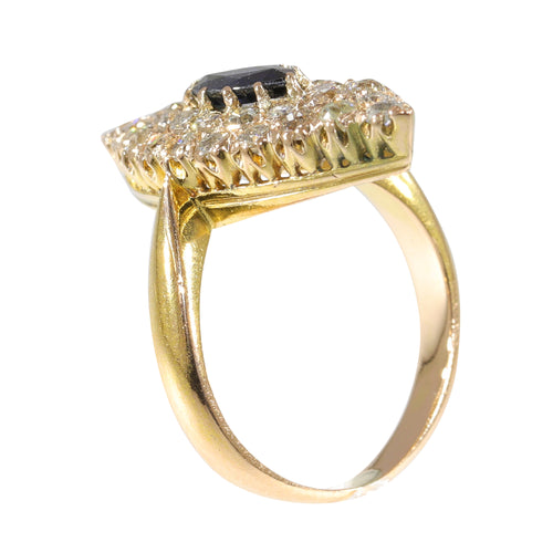 Bague 52 Bague navette victorienne en or jaune 14K, saphir et diamants 58 Facettes 21271-0454