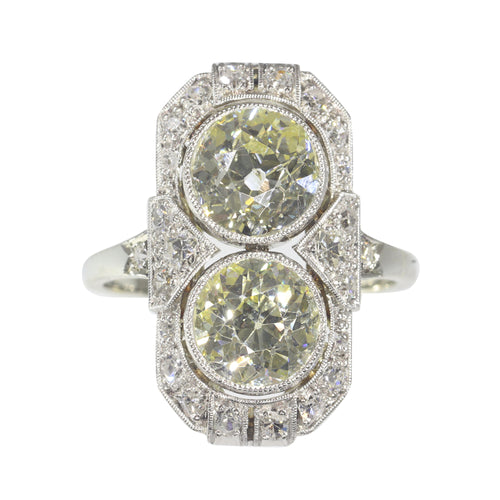 Bague 51 Art déco - Bague en or blanc 18K et diamants (env. 2,70 ct) 58 Facettes 22193-0036