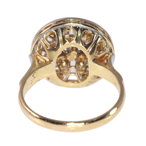 Bague 50 Bague Art déco vintage en or jaune 18K, diamants et émail bleu 58 Facettes 22236-0281