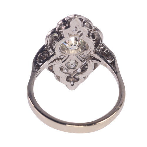 Bague 54 Bague de fiançailles vintage années 1950 en platine et or blanc 18K, diamants 58 Facettes 22133-0305