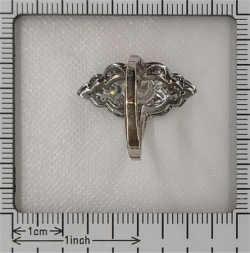Bague 54 Bague de fiançailles vintage années 1950 en platine et or blanc 18K, diamants 58 Facettes 22133-0305