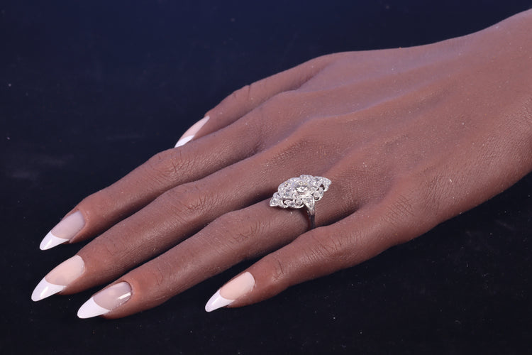 Bague 54 Bague de fiançailles vintage années 1950 en platine et or blanc 18K, diamants 58 Facettes 22133-0305