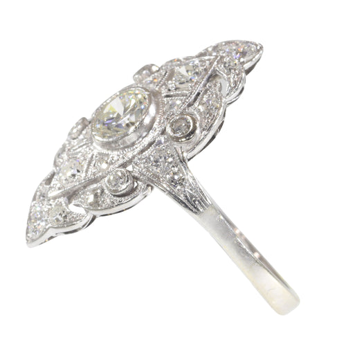 Bague 54 Bague de fiançailles vintage années 1950 en platine et or blanc 18K, diamants 58 Facettes 22133-0305