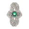 Bague 54 Bague Art déco de fiançailles en platine, diamants et émeraude 58 Facettes 22151-0121
