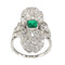 Bague 54 Bague Art déco de fiançailles en platine, diamants et émeraude 58 Facettes 22151-0121