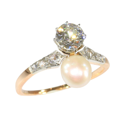 Bague 58 Bague de fiançailles 1895 en platine et or rouge 18K avec diamants 58 Facettes 22327-0067