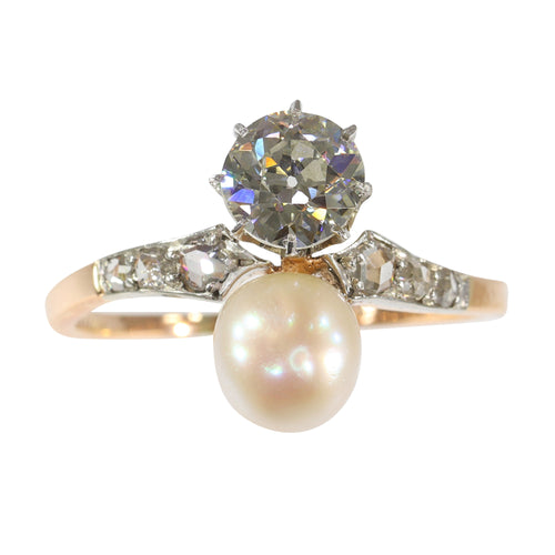 Bague 58 Bague de fiançailles 1895 en platine et or rouge 18K avec diamants 58 Facettes 22327-0067