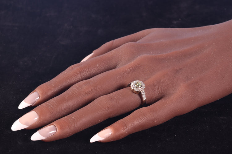 Bague 55 Bague de fiançailles vintage en or jaune 18K et diamants jaunes 58 Facettes 23081-0049