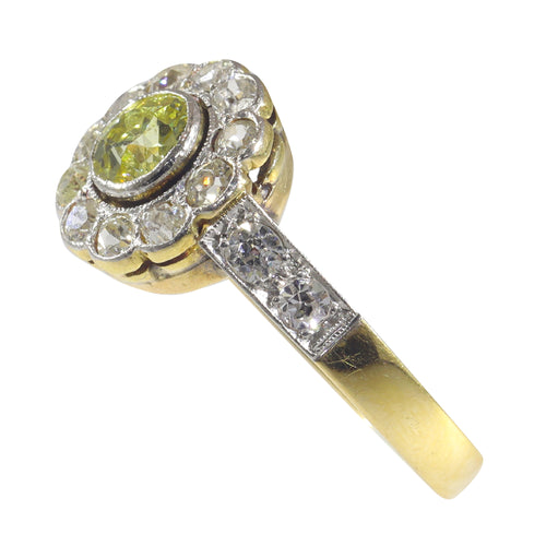 Bague 55 Bague de fiançailles vintage en or jaune 18K et diamants jaunes 58 Facettes 23081-0049