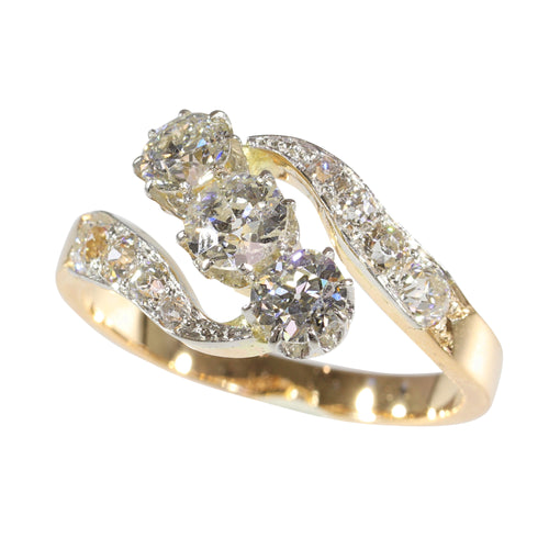 Bague 56 Bague Belle Époque Art déco en or 14K et platine avec diamants 58 Facettes 24029-0362