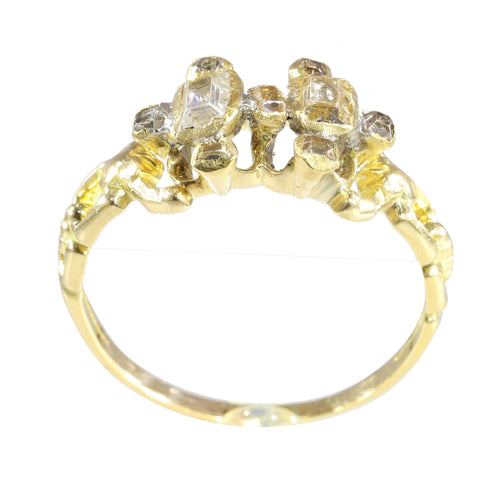 Bague 55 Artisanat du XVIIe siècle : bague baroque en or avec diamants taille table 58 Facettes 23331-0247