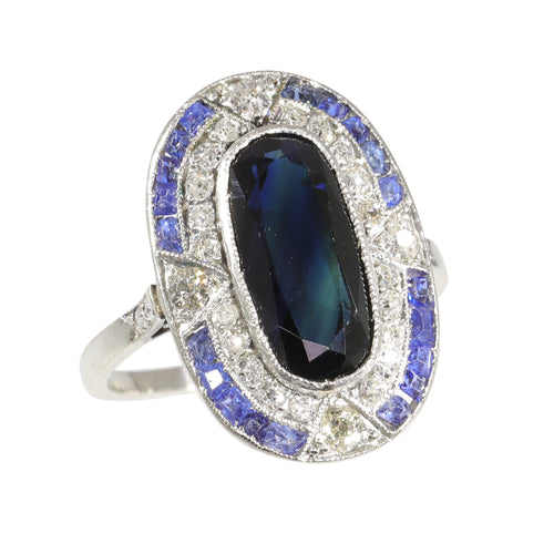 Bague 54 Bague Art déco en platine, saphirs et diamants 58 Facettes 23271-0609