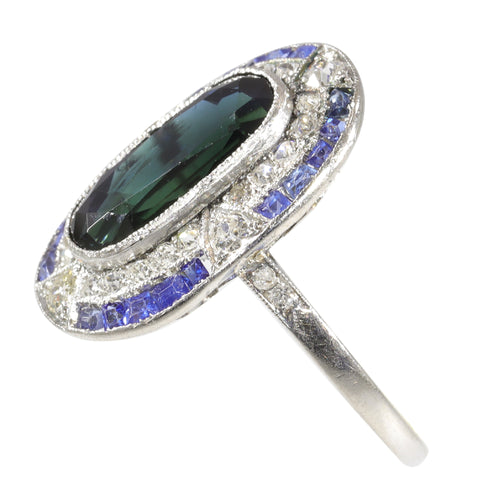Bague 54 Bague Art déco en platine, saphirs et diamants 58 Facettes 23271-0609