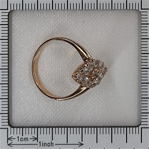 Bague 59 Bague marquise ancienne en or rose 18K et diamants 58 Facettes 23271-0585