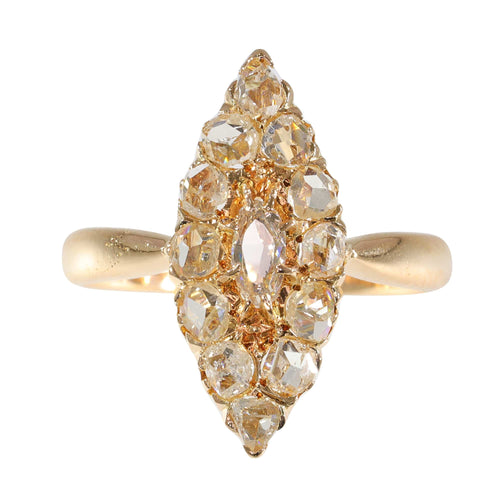 Bague 59 Bague marquise ancienne en or rose 18K et diamants 58 Facettes 23271-0585