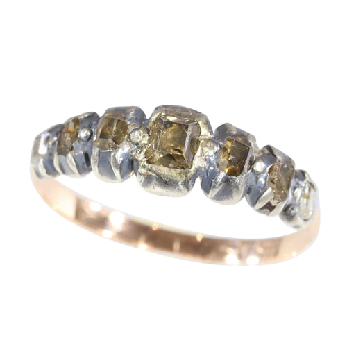 Bague 58 Bague baroque ancienne en argent et or rouge 18K à diamants 58 Facettes 23331-0140