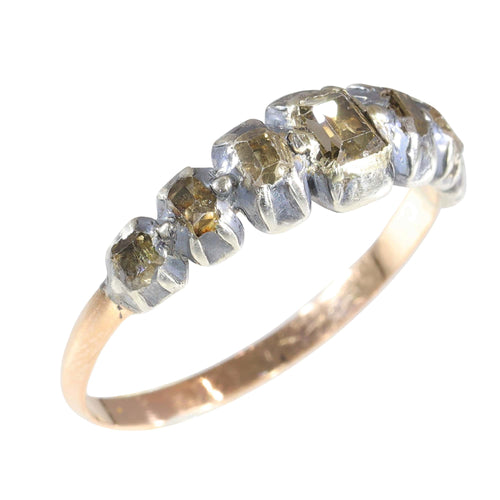 Bague 58 Bague baroque ancienne en argent et or rouge 18K à diamants 58 Facettes 23331-0140