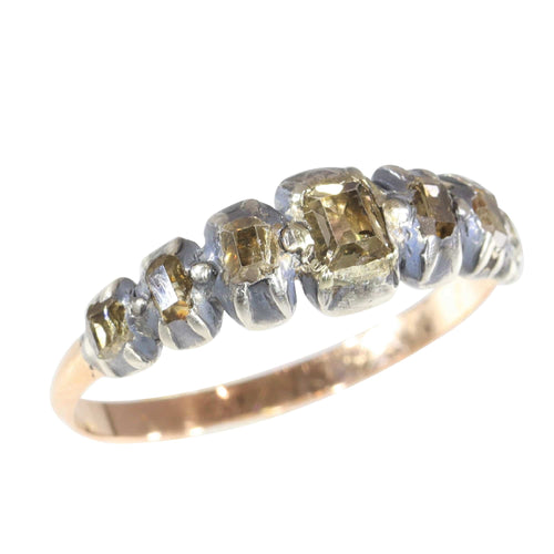 Bague 58 Bague baroque ancienne en argent et or rouge 18K à diamants 58 Facettes 23331-0140