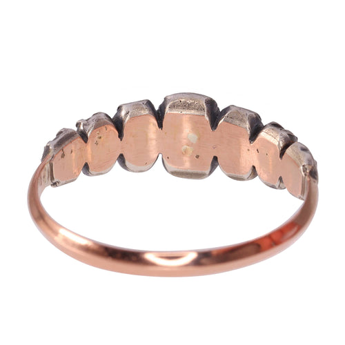 Bague 58 Bague baroque ancienne en argent et or rouge 18K à diamants 58 Facettes 23331-0140