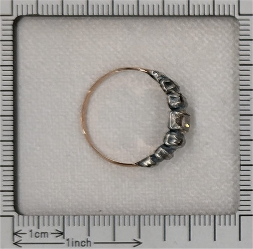 Bague 58 Bague baroque ancienne en argent et or rouge 18K à diamants 58 Facettes 23331-0140