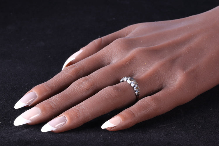 Bague 58 Bague baroque ancienne en argent et or rouge 18K à diamants 58 Facettes 23331-0140