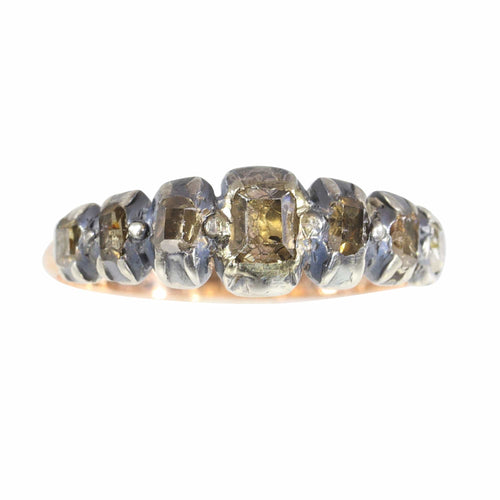 Bague 58 Bague baroque ancienne en argent et or rouge 18K à diamants 58 Facettes 23331-0140
