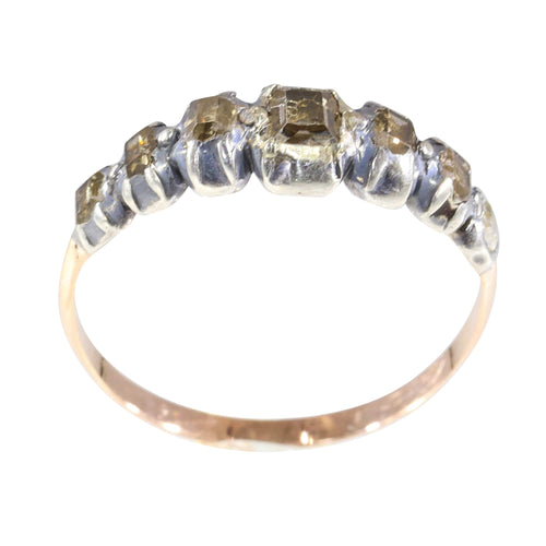 Bague 58 Bague baroque ancienne en argent et or rouge 18K à diamants 58 Facettes 23331-0140