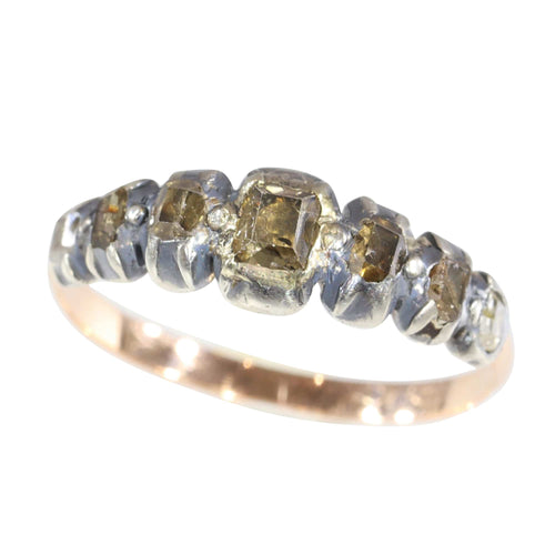 Bague 58 Bague baroque ancienne en argent et or rouge 18K à diamants 58 Facettes 23331-0140