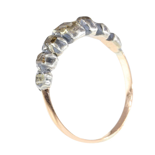 Bague 58 Bague baroque ancienne en argent et or rouge 18K à diamants 58 Facettes 23331-0140