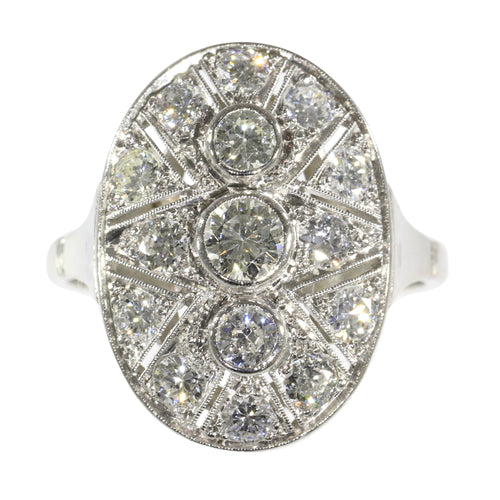 Bague 58 Bague Art déco années 1950 en platine et diamants 58 Facettes 24002-0085