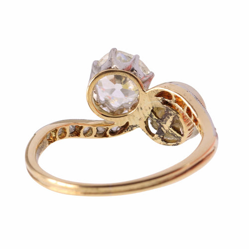 Bague 52 Bague Toi et Moi Belle Époque en or jaune 18K, platine, diamants et perle 58 Facettes 24029-0360
