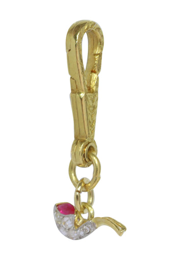 Pendentif Art déco - Pendentif pipe en or jaune 18K, platine, diamants et rubis 58 Facettes 24030-0369