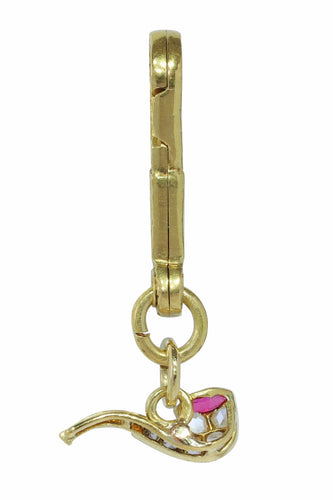 Pendentif Art déco - Pendentif pipe en or jaune 18K, platine, diamants et rubis 58 Facettes 24030-0369