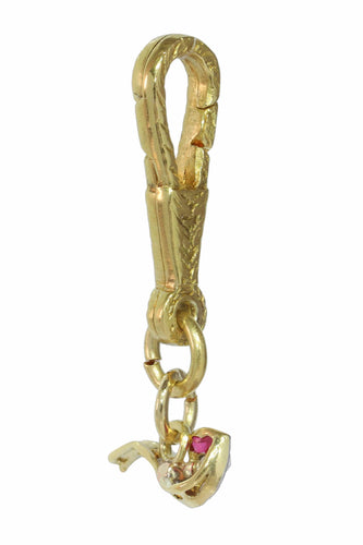 Pendentif Art déco - Pendentif pipe en or jaune 18K, platine, diamants et rubis 58 Facettes 24030-0369